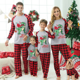 2022 Christmas Matching Family Pajamas Merry Christmas Santa Jurassic Dinosaur Gray Pajamas Set