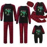 2022 Christmas Matching Family Pajamas Exclusive Design Dinosaur Christmas Tree Black Pajamas Set