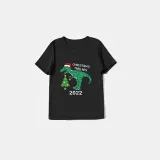 2022 Christmas Matching Family Pajamas Exclusive Design Dinosaur Christmas Tree Black Pajamas Set