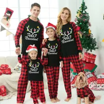 Christmas Matching Family Pajamas Feliz Navidad Elk Antlers Black Pajamas Set