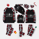 Christmas Matching Family Pajamas Feliz Navidad Beautiful Trees Black Red Plaids Pajamas Set