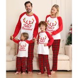 Christmas Matching Family Pajamas Feliz Navidad Elk Antlers Gray Pajamas Set