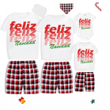 Christmas Matching Family Pajamas Feliz Navidad WordArt Short Pajamas Set