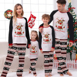 Christmas Matching Family Pajamas Deer With Flowers Seamless Reindeer White Pajamas Set