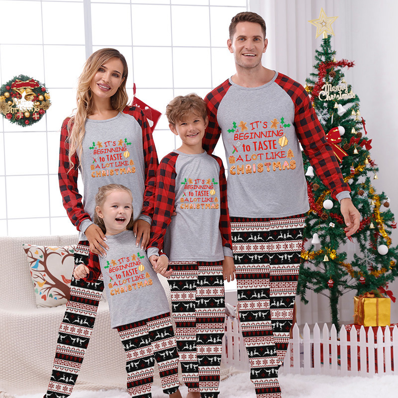 Christmas Matching Family Pajamas It's Beginning To Taste A Lot Like Seamless Reindeer Gray Pajamas Set