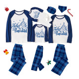 Christmas Matching Family Pajamas Feliz Navidad Christmas Tree Snowflakes Blue Pajamas Set