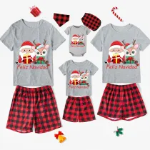 Christmas Matching Family Pajamas Feliz Navidad Santa Deer With Gifts Short Pajamas Set