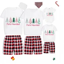 Christmas Matching Family Pajamas Feliz Navidad Beautiful Trees Short Pajamas Set