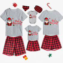 Christmas Matching Family Pajamas Puzzle Santa Claus Feliz Navidad Short Pajamas Set