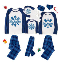 Christmas Matching Family Pajamas Feliz Navidad Snowflake Blue Pajamas Set