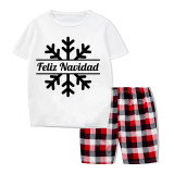 Christmas Matching Family Pajamas Feliz Navidad Snowflake Short Pajamas Set