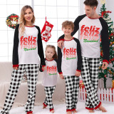 Christmas Matching Family Pajamas Feliz Navidad WordArt White Pajamas Set