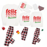 Christmas Matching Family Pajamas Feliz Navidad WordArt White Pajamas Set