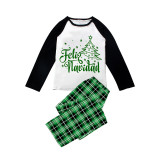 Christmas Matching Family Pajamas Feliz Navidad Christmas Tree Snowflakes Green Pajamas Set