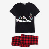 Christmas Matching Family Pajamas Feliz Navidad Firework Black Pajamas Set