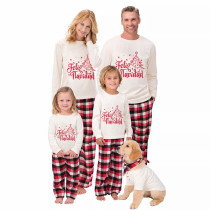 Christmas Matching Family Pajamas Feliz Navidad Christmas Tree Snowflakes White Pajamas Set