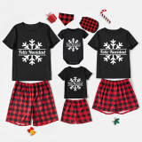 Christmas Matching Family Pajamas Feliz Navidad Snowflake Black Pajamas Set