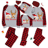 Christmas Matching Family Pajamas Feliz Navidad Santa And Deer Gray Pajamas Set