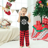Christmas Matching Family Pajamas Feliz Navidad Snowflake Black Red Plaids Pajamas Set