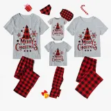 Christmas Matching Family Pajamas Merry Christmas Tree Gray Pajamas Set