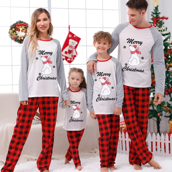 Christmas Matching Family Pajamas Polar Bear Snowflakes Gray Pajamas Set