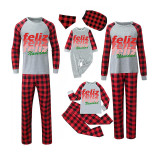 Christmas Matching Family Pajamas Feliz Navidad WordArt Gray Pajamas Set
