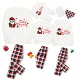 Christmas Matching Family Pajamas Puzzle Santa Claus Feliz Navidad White Pajamas Set