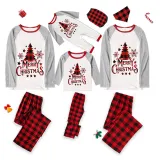 Christmas Matching Family Pajamas Merry Christmas Tree Gray Pajamas Set