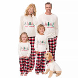 Christmas Matching Family Pajamas Feliz Navidad Beautiful Trees White Pajamas Set