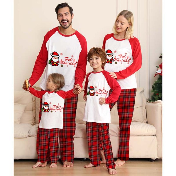 Christmas Matching Family Pajamas Puzzle Santa Claus Feliz Navidad Gray Pajamas Set