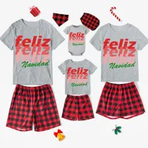 Christmas Matching Family Pajamas Feliz Navidad WordArt Short Pajamas Set