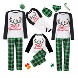 Christmas Matching Family Pajamas Feliz Navidad Elk Antlers Green Pajamas Set