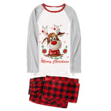 Christmas Matching Family Pajamas Deer With Flowers Gray Pajamas Set