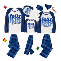 Christmas Matching Family Pajamas Feliz Navidad WordArt Blue Pajamas Set