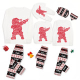 Christmas Matching Family Pajamas Hope Peace Slogan Santa Claus Seamless Reindeer White Pajamas Set