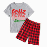 Christmas Matching Family Pajamas Feliz Navidad WordArt Short Pajamas Set