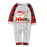 Christmas Matching Family Pajamas Feliz Navidad Santa Deer With Gifts Gray Pajamas Set