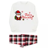 Christmas Matching Family Pajamas Puzzle Santa Claus Feliz Navidad White Pajamas Set
