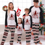 Christmas Matching Family Pajamas Merry Christmas Tree Seamless Reindeer White Pajamas Set