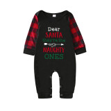 Christmas Matching Family Pajamas Dear Santa They Are The Naughty Ones Seamless Reindeer Black Pajamas Set