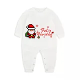 Christmas Matching Family Pajamas Puzzle Santa Claus Feliz Navidad White Pajamas Set