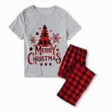 Christmas Matching Family Pajamas Merry Christmas Tree Gray Pajamas Set