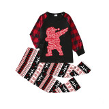 Christmas Matching Family Pajamas Hope Peace Slogan Santa Claus Seamless Reindeer Black Pajamas Set