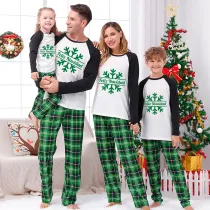 Christmas Matching Family Pajamas Feliz Navidad Snowflake Green Pajamas Set
