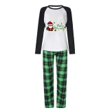 Christmas Matching Family Pajamas Puzzle Santa Claus Feliz Navidad Green Pajamas Set