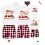 Christmas Matching Family Pajamas Feliz Navidad Santa Deer With Gifts Short Pajamas Set