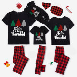 Christmas Matching Family Pajamas Feliz Navidad Christmas Tree Black Pajamas Set