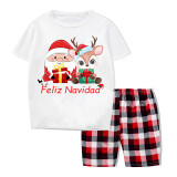Christmas Matching Family Pajamas Feliz Navidad Santa Deer With Gifts Short Pajamas Set
