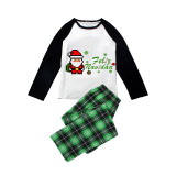 Christmas Matching Family Pajamas Puzzle Santa Claus Feliz Navidad Green Pajamas Set