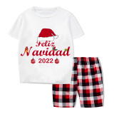 2022 Matching Family Pajamas Christmas Hat Feliz Navidad Short Pajamas Set